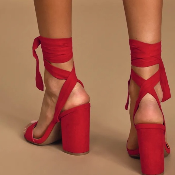 Lulus Shoes - Red tie up heels
